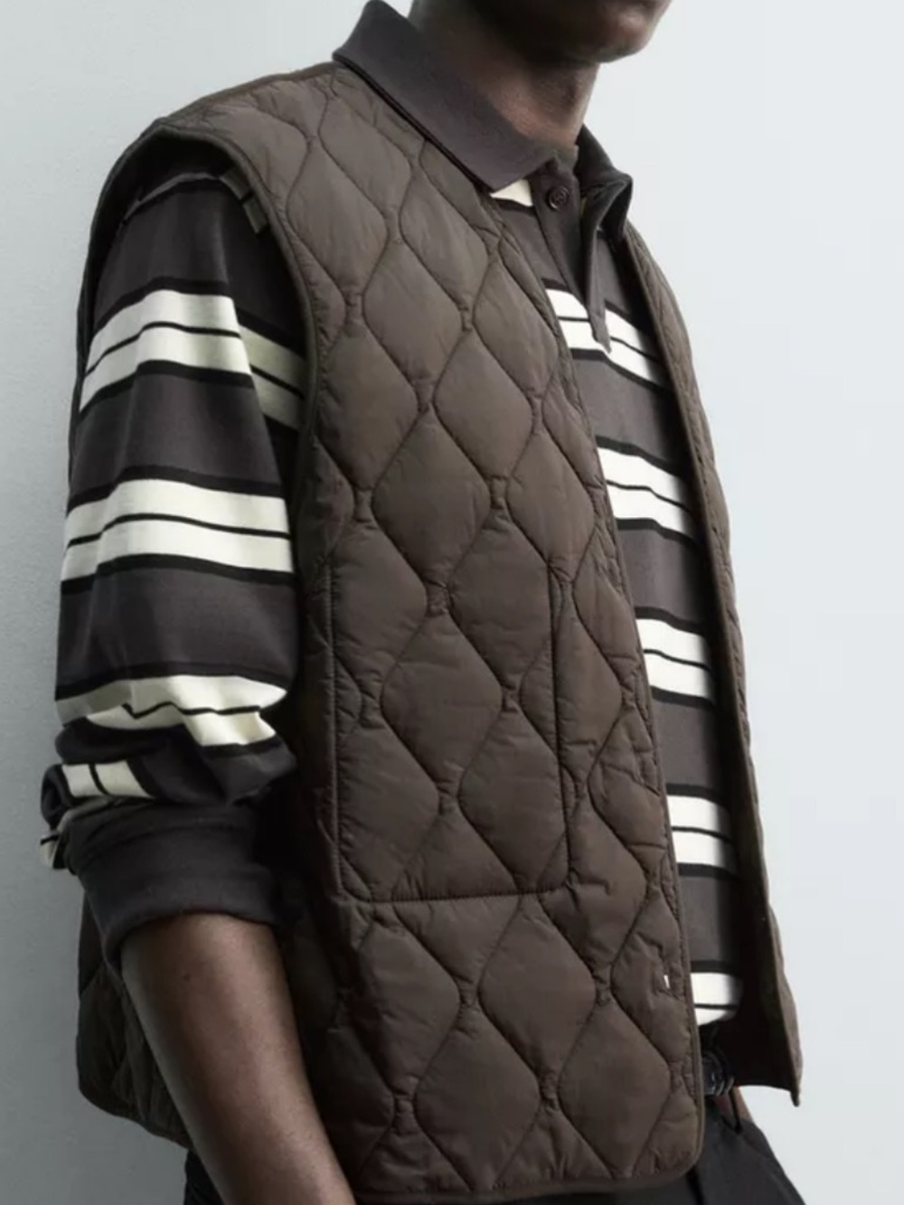Zara Quilted Sleeveless Vest - Brown